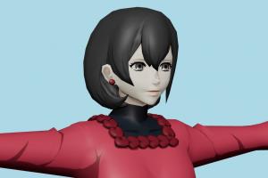 Haise Sasaki Tokyo-Ghoul, woman, female, people, human, xna, characters, rigged